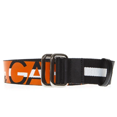 Shop Dolce & Gabbana Black And Orange Logo Belt