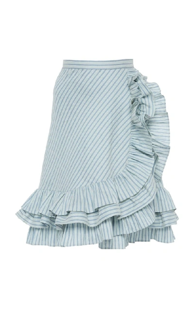 Shop Luisa Beccaria Striped Wrapped Skirt In Grey