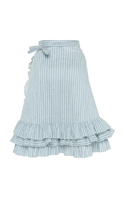 Shop Luisa Beccaria Striped Wrapped Skirt In Grey