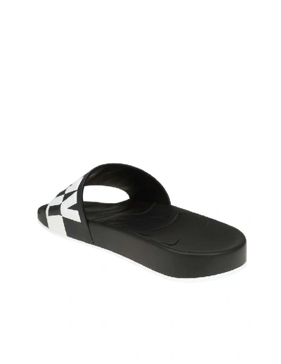 Shop Jimmy Choo Rey / M Leather Slippers With Relief Logo In Black