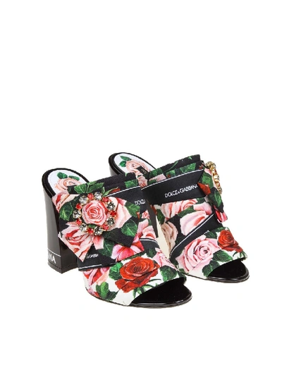 Shop Dolce & Gabbana Keira Sandal With Floral Print In Grey