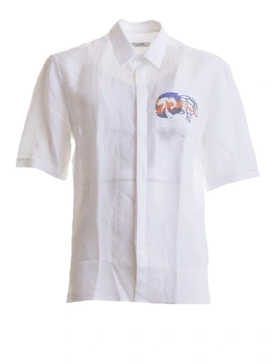 Shop Versace Short Sleeves Shirt In White