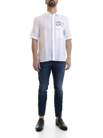 Shop Versace Short Sleeves Shirt In White