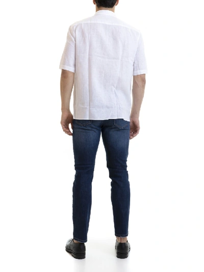 Shop Versace Short Sleeves Shirt In White