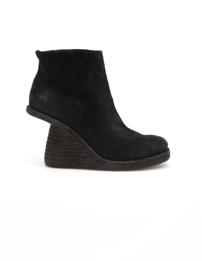 Shop Guidi Wedge Heel Suede Ankle Boots In Black