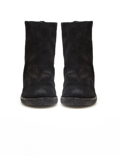 Guidi Wedge Heel Suede Ankle Boots In Black