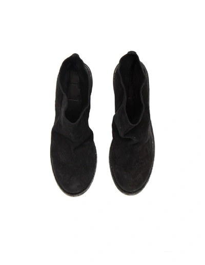 Guidi Wedge Heel Suede Ankle Boots In Black