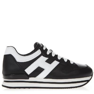Shop Hogan Black Sneakers H222 In Leather