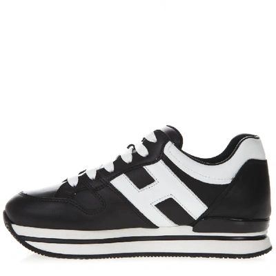 Shop Hogan Black Sneakers H222 In Leather