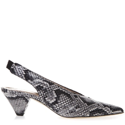 Shop Aldo Castagna Gray Snake Printed Leather Slingback In Grey