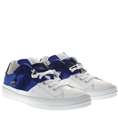 Shop Maison Margiela White & Blue Nylon & Leather Sneaker