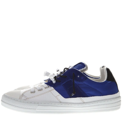 Shop Maison Margiela White & Blue Nylon & Leather Sneaker