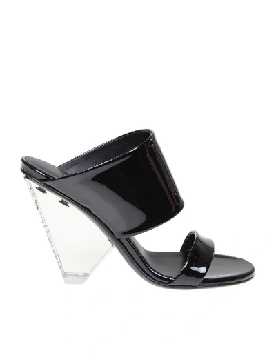 Shop Balmain Lory Sandal In Bright Color Black Leather