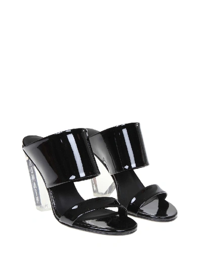 Shop Balmain Lory Sandal In Bright Color Black Leather