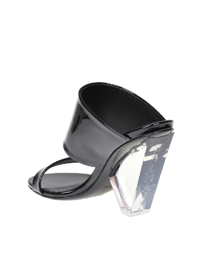 Shop Balmain Lory Sandal In Bright Color Black Leather