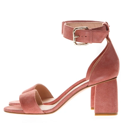 Shop Red Valentino 60mm Chunky Heel Rose Suede Sandals In Brown