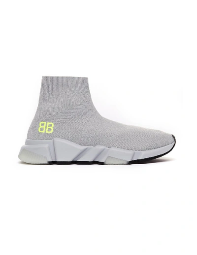 Shop Balenciaga Speed Trainer Grey 'bb' Sneakers In White