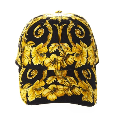 Shop Versace Black & Gold Baroque Baseball Cotton Hat