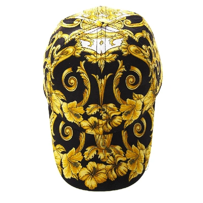 Shop Versace Black & Gold Baroque Baseball Cotton Hat