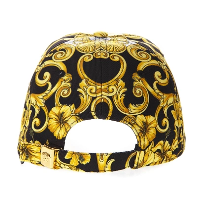 Shop Versace Black & Gold Baroque Baseball Cotton Hat