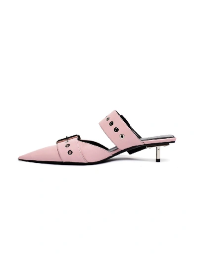 Shop Balenciaga Pink Belt Leather Mules