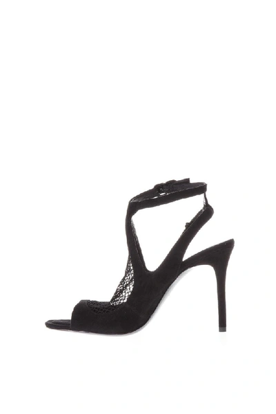 Shop Alexander Wang 110mm Black Mesh & Suede Sandals