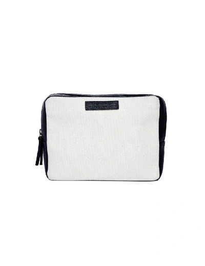 Shop Ann Demeulemeester Beige Canvas Wash Bag In White