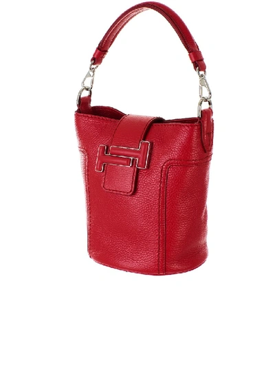 Shop Tod's Leather Bucket Bag In Red
