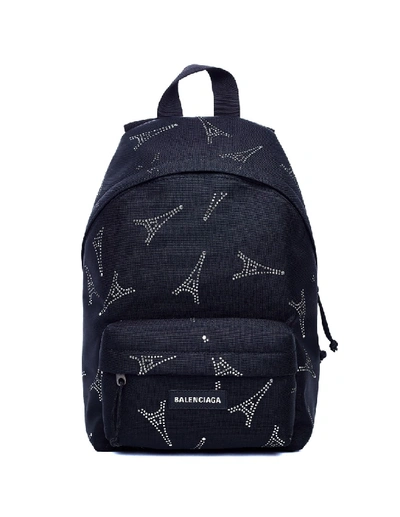 Shop Balenciaga Black Strassed Backpack
