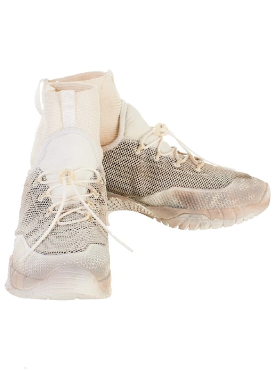 Shop Roa Leather And Fabric Sneakers In Neutrals
