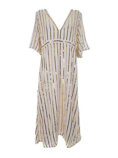 Shop Sundress Striped Dress In Grey