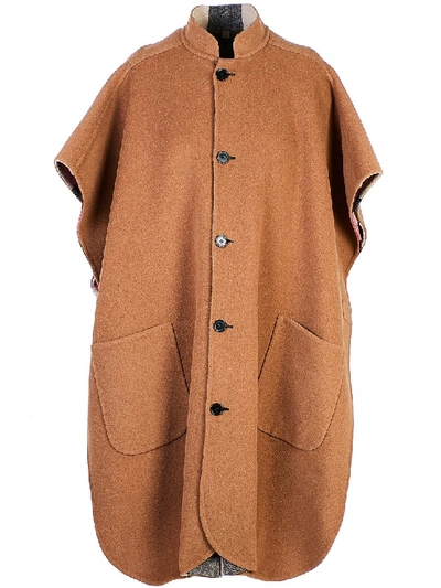 Shop Burberry Wool-blend Cape In Brown