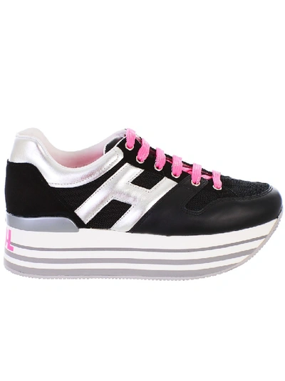 Shop Hogan Black Maxi H425 Sneakers In White