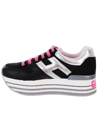 Shop Hogan Black Maxi H425 Sneakers In White