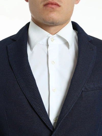 Shop Armani Collezioni Cotton Blazer In Black