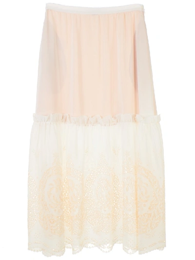 Shop Stella Mccartney Embellished Silk Skirt In Neutrals