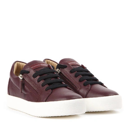 Shop Giuseppe Zanotti Burgundy Leather Addy Sneakers In Grey
