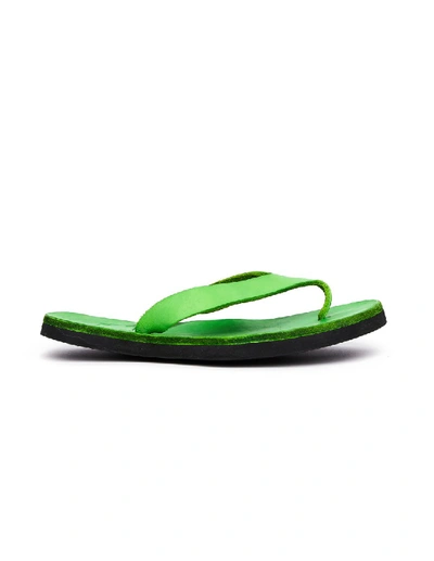 Shop Guidi Green Leather Flip Flpos