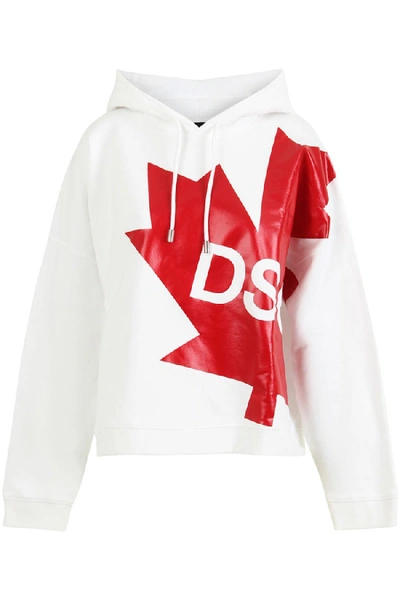 Shop Dsquared2 Dsq2 Maple Leaf Hoodie In White