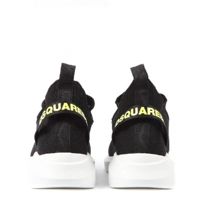 Shop Dsquared2 Black Mesh & Leather Logo Sneaker