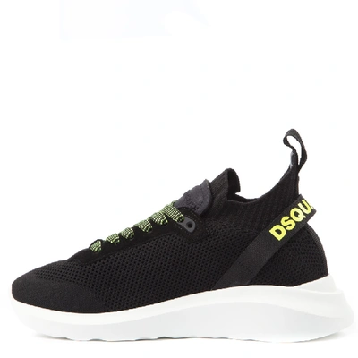 Shop Dsquared2 Black Mesh & Leather Logo Sneaker