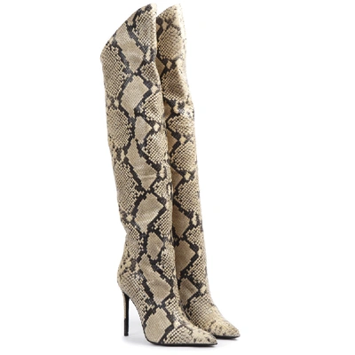 Shop Giuliano Galiano High Python Leather Boots In Neutrals
