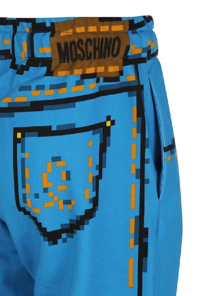 Shop Moschino Fleece Pants Pixel Capsule In Blue