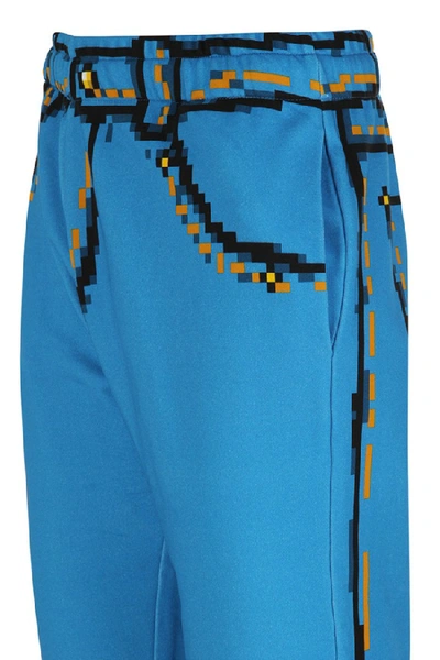 Shop Moschino Fleece Pants Pixel Capsule In Blue