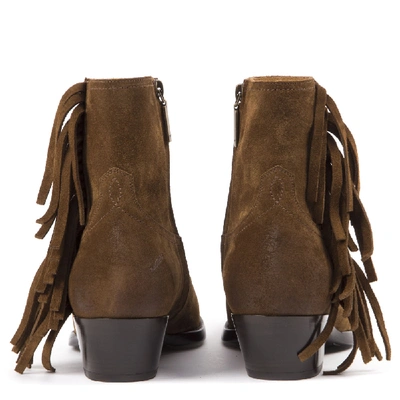 Shop Saint Laurent Lukas Ankle Boots In Camel Suede In Black