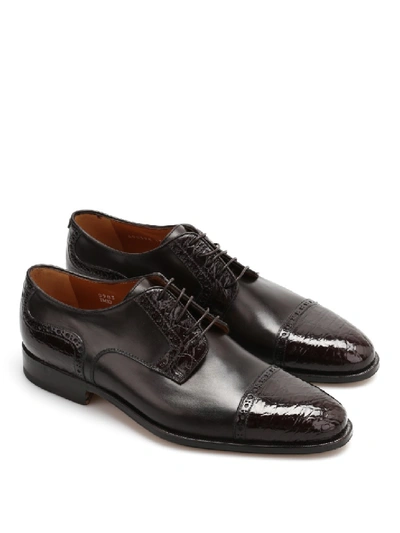 Shop Corneliani Leather Derby Shoes In Black