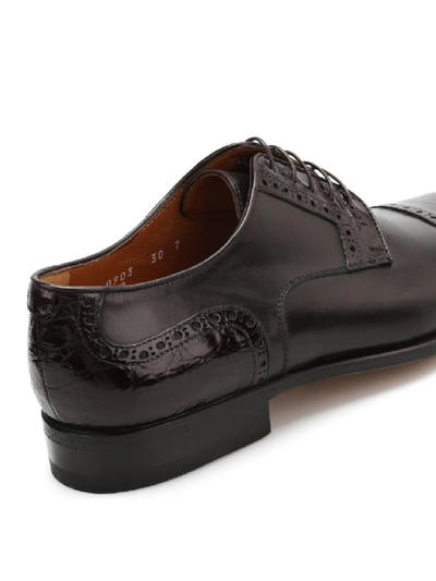 Shop Corneliani Leather Derby Shoes In Black