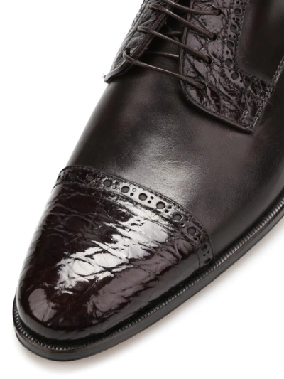 Shop Corneliani Leather Derby Shoes In Black