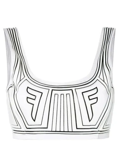 Shop Fendi White Women's Graphic Logo Crop Top