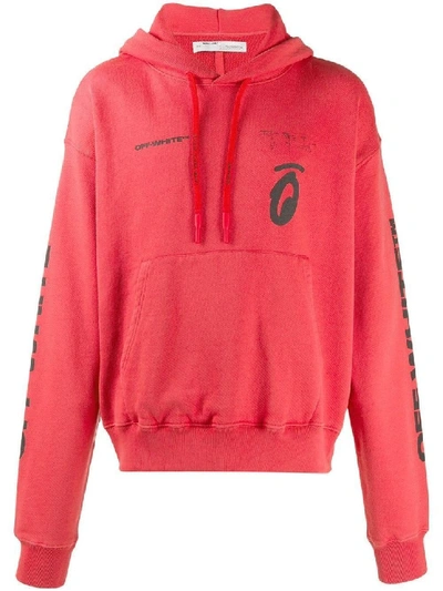 Shop Off-white Red Men's Splitted Arrows Over Hoodie